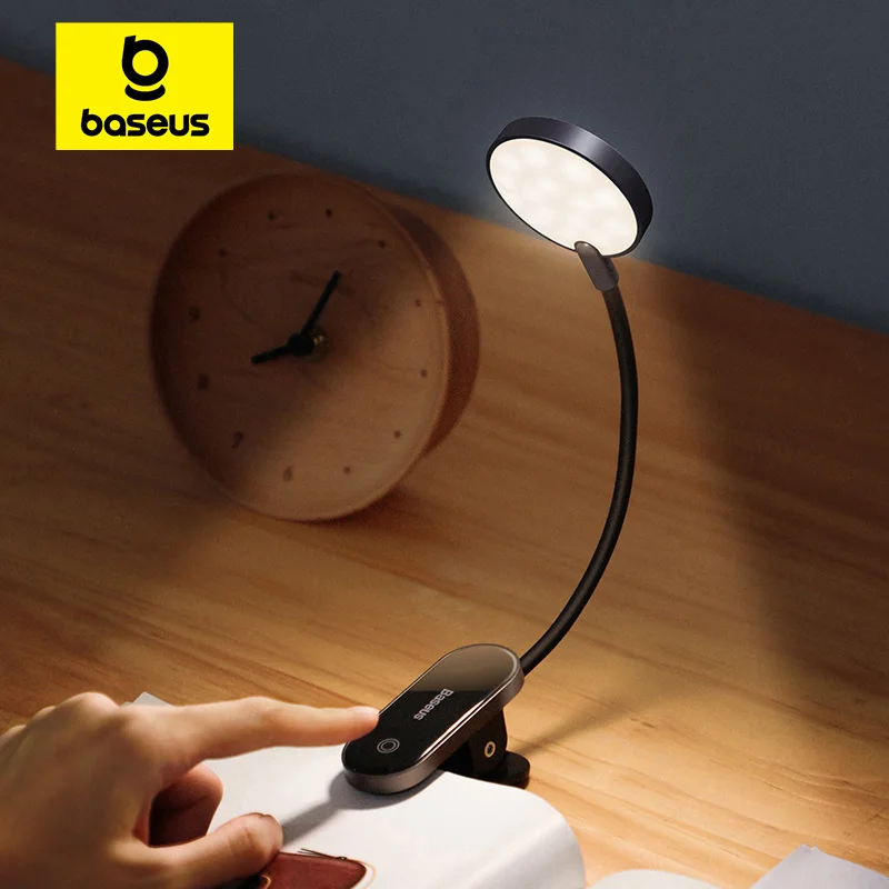 Baseus LED-Clip-Tischlampe, stufenlos dimmbar, kabellose