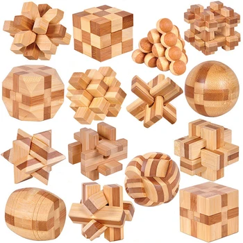 Kleine Lu Ban Lock IQ Brain Teaser Pädagogisches Spielzeug für Kinder Holz Kong Ming Entsperren Spielzeug