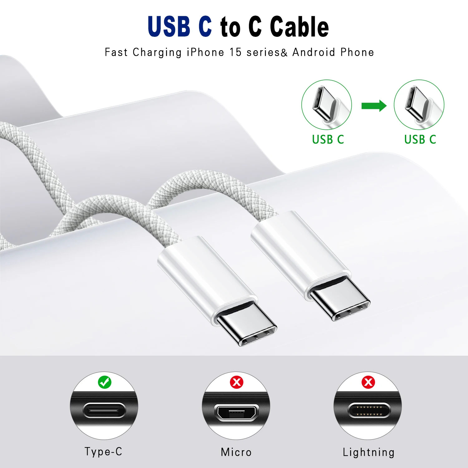 USB-C auf USB-C Kabel 60 W PD, 1 oder 2 m – Bild 4