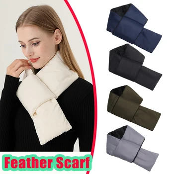 Gemütlicher Winterschal für Damen und Herren, mit Daunenfedern und Fleece gefütterter Schal, dicker