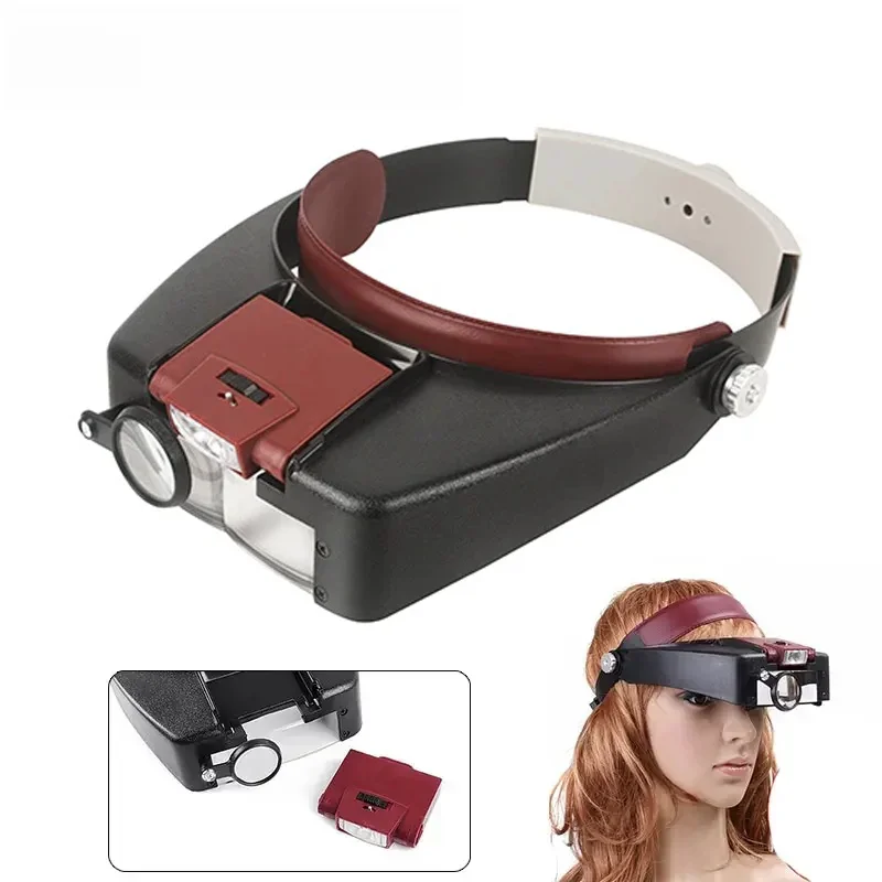 10-fache Vergrößerungs-Stirnbandbrille, LED-beleuchtete Lupe