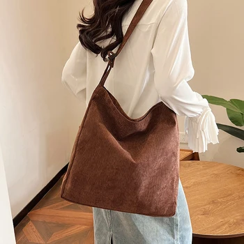 Schulter-Shopper-Tasche, große Cord-Reiseutensilien-Handtaschen, Baumwolltuch, Canvas-Tragetasche