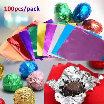 8 x 8 cm Aluminiumfolien, Geschenkpapierbögen, Folie, Süßigkeiten, Paketpapier, Schokolade (100 Stück)