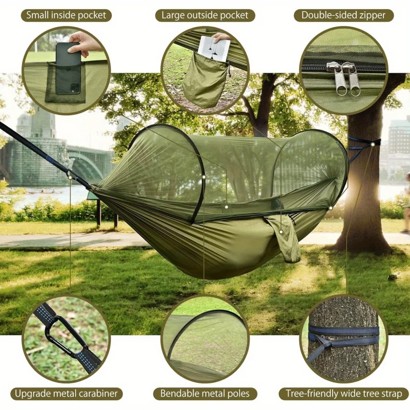 2-in-1 Camping-Hängematte mit Moskitonetz, 1,6 lbs – Bild 4