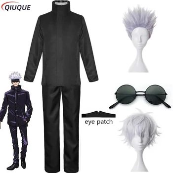 110-3XL Schwarz / Blau Gojo Satoru Cosplay Kostüm Augenklappe Perücken Brille Anime Halloween Party Unisex
