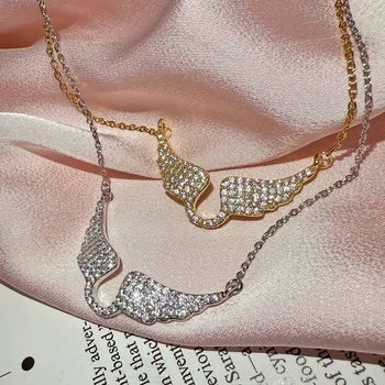 Modische Engelsflügel-Anhänger-Halskette Y2K Funkelnde Flügel-Kragenkette Elegantes Schmuck-Accessoire