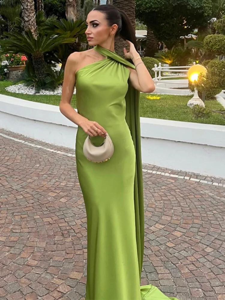 Damen-Streamer-Neckholder-langes Kleid, ärmellos, rückenfrei – Bild 3