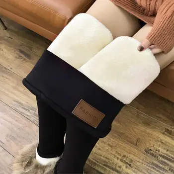 Frauen Lamm Fleece Leggings Nahtlose Hohe Taille Thermische Winter Warme Strumpfhosen Solide Stretchy Casual