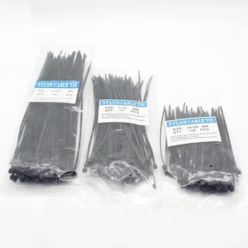 Selbstsicherndes Nylonkabel-Kabelbinder-Set aus Kunststoffdraht, 3 x 100, 3 x 150, 4 x 200 MRO (300 Stück)