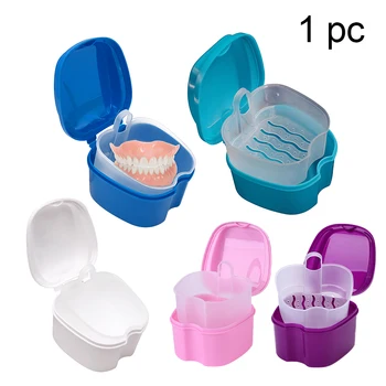 Prothese Bad Box Organizer Dental Falsche Zähne Lagerung Box mit Hängen Net Container Reinigung Zähne Fällen