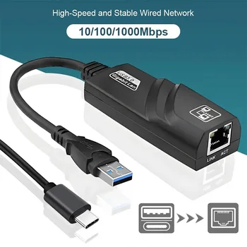 100/1000 MBit/s USB 3,0 verkabelt USB Typec zu RJ45 LAN Ethernet Adapter RTL8153 Netzwerk karte für PC MacBook