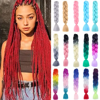 24-Zoll-DIY-Jumbo-Flechthaar, synthetische Haarverlängerungen, Afro-Ombre-Häkelgeflecht, für Frauen