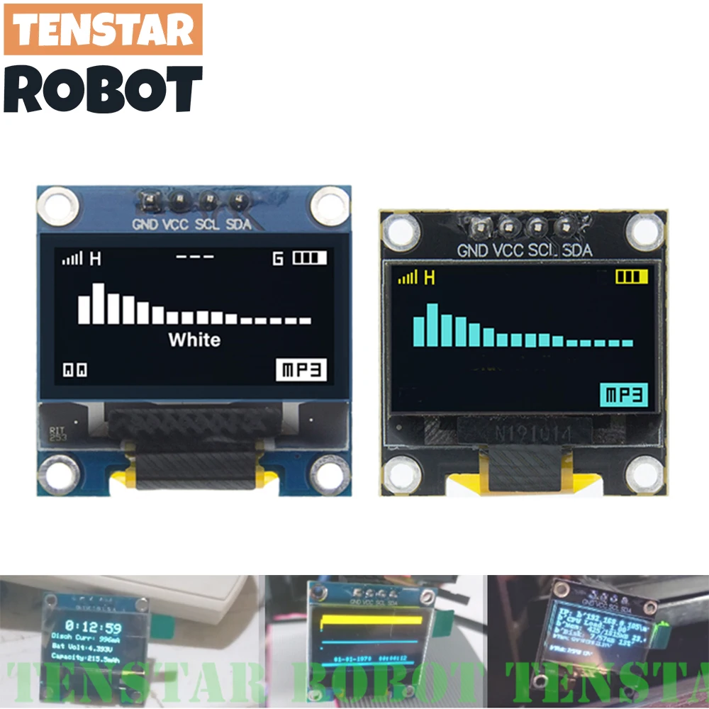 TENSTAR 0,96 Zoll OLED SSD1306 Weiß/Blau/Gelb 128 x 64 IIC