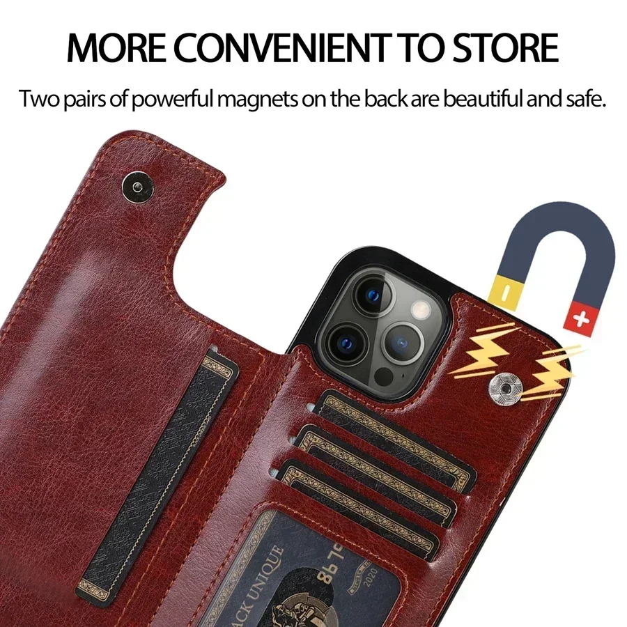 Brieftasche Doppelknopf mit Kartensteckplatz Ständer Flip – Bild 3