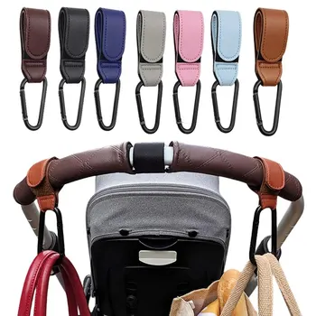 Leder Warenkorb Haken Baby Kinderwagen Haken PU Einstellbare Kinderwagen Haken Organizer Windel (2 Stück)