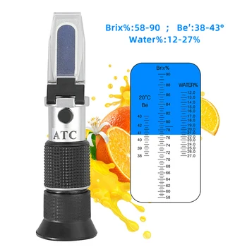 Professionelles Honigrefraktometer 58-90 % Brix 38-43 ° Baume 12-27 % Saft, Zuckerkonzentrationsmessgerät