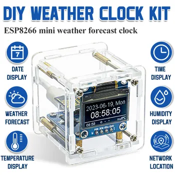 DIY Digitaluhr Kit ESP8266 MINI Wetteruhr WIFI Lötpraxis Elektronische multifunktionale Wetterstation
