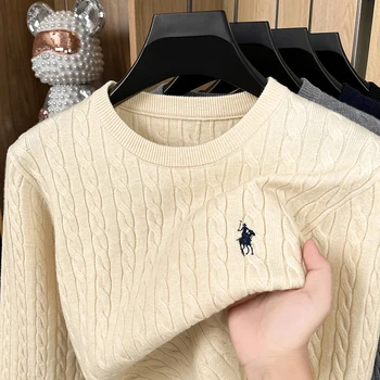 Heißer High-End-Luxus Mann Langarm Strickwaren Rundhals Kein Pilling Kein Verblassen Stickerei Frühling Neue