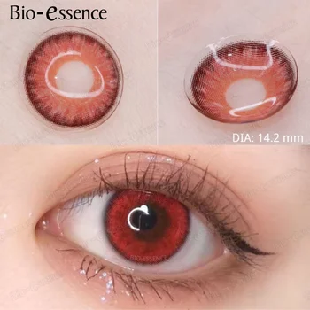 Bio-essence 1 Paar farbige Kontaktlinsen für Augen, natürliche braune Linsen, Schönheit, Mode, rote Linse