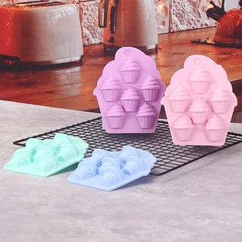 Silikonform, 6-Loch-Eiscreme-Sorbet-förmige Backform, Muffin-Tasse, Muster, Kuchen, Schokolade, Mousse