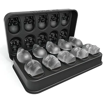 Eismaschinenform für Whisky - Totenkopf-Eiswürfelform mit 10 Hohlräumen und Trichter - Totenkopf-Silikonform