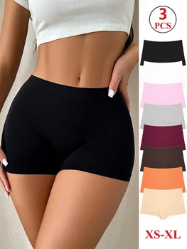 FINETOO 3PCS frauen Baumwolle Boyshort Höschen Atmungs Niedrigen Taille Solide Farben Unterwäsche Weibliche