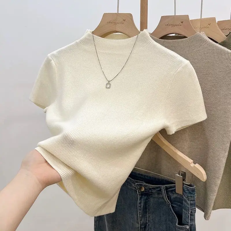 2026 grundlegende Rollkragen Solide Dünne Sommer Pullover – Bild 3