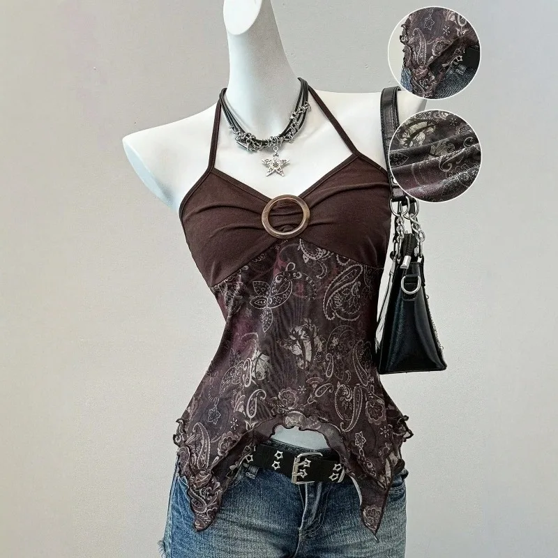 Sexy Spicy Girl Ärmelloses Neckholder-Top Damen Bedrucktes