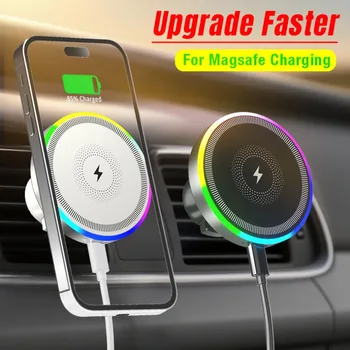 RGB Licht Auto Magnetische Drahtlose Ladegerät Telefon Halter Air Vent Stehen Für Magsafe iPhone 16 15 14 13