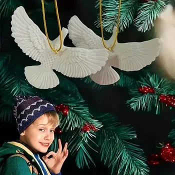 Neujahrs-Weihnachtsschmuck, weiße Friedenstaube mit Seil, Freundschaft - allein zu Hause, dekorieren Sie