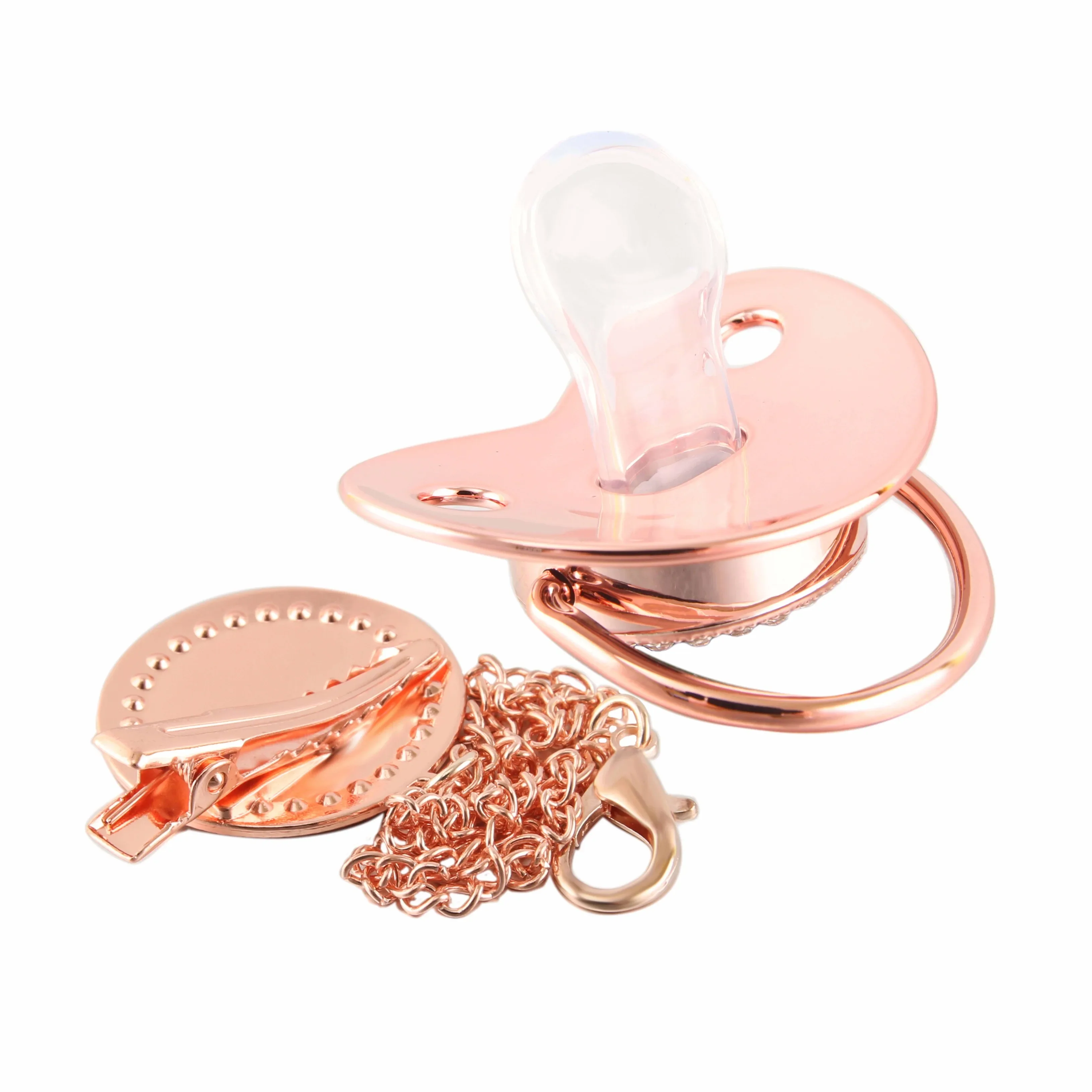 26 Buchstaben Baby Schnullerclip Roségold Bling – Bild 5
