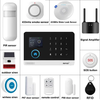 Smart Home GSM-Alarmsystem 4G WLAN-System für Haussicherheit Drahtlos mit Türsensor Kompatibel mit Smart Life