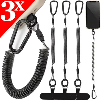 Diebstahlsichere, flexible Handykordel mit Patch, Federkabel, Sicherheits-Anti-Diebstahl-Ausziehleine