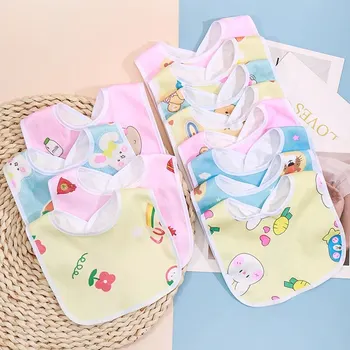 Zufällige 5 stücke Baby Cartoon Snap wasserdichtes Lätzchen super weiches Baby Lätzchen Neugeborenen Kristall