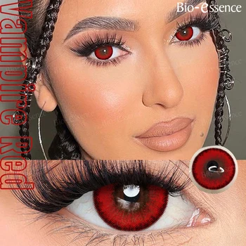 Bio-essence Kontaktlinsen 2PCS Farbige Kontaktlinsen Cosplay Rote Linsen 1 Jahr Mode Farbe Schönheit Linsen