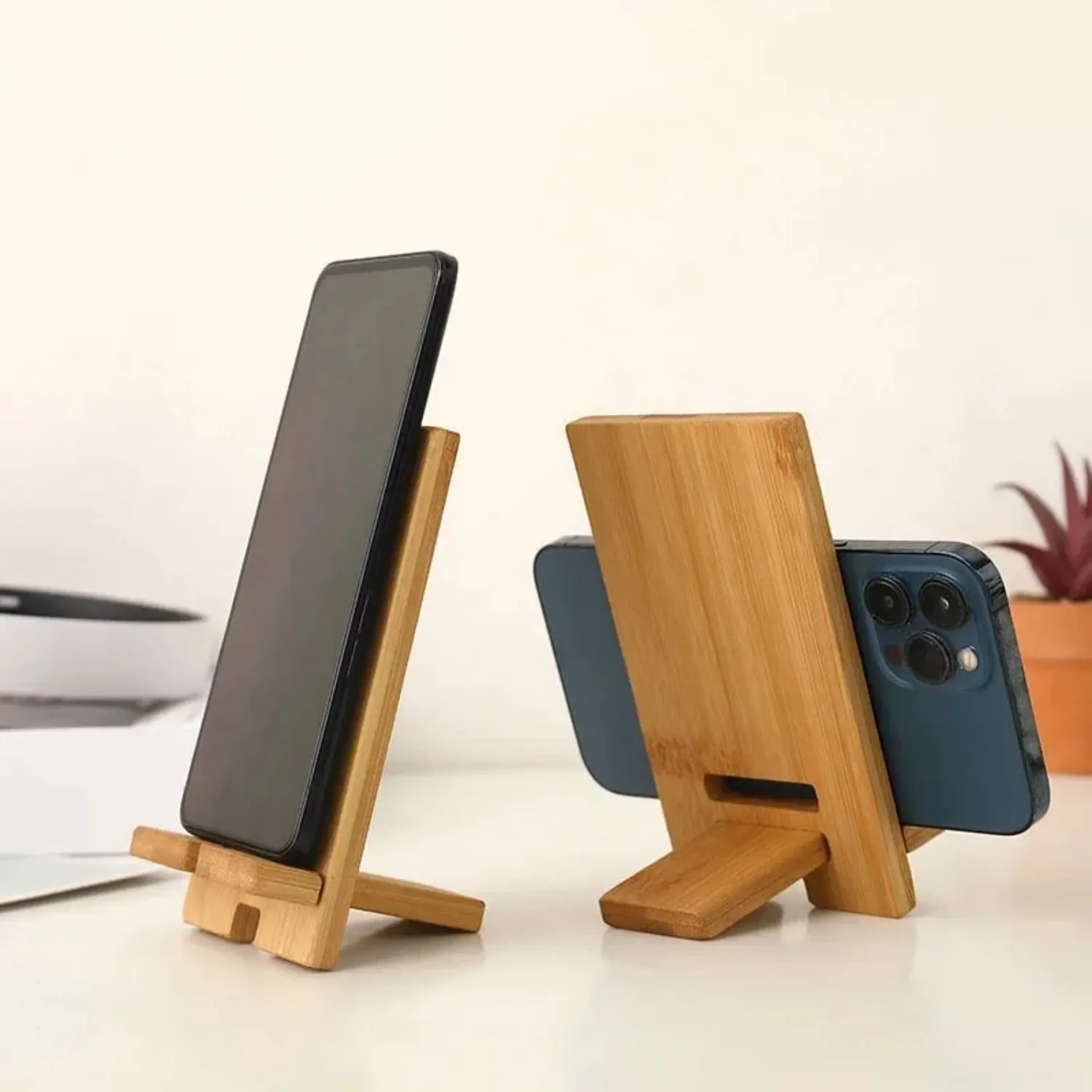 Desktop-Handyhalter aus Bambus, praktischer – Bild 4