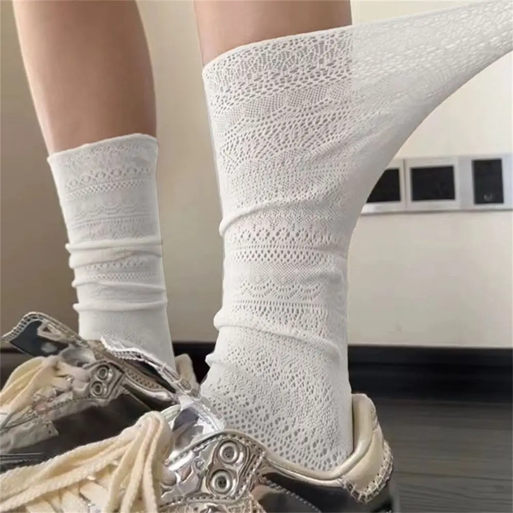 Süße Mesh ausgehöhlte weiße Florsocken transparente dünne – Bild 3