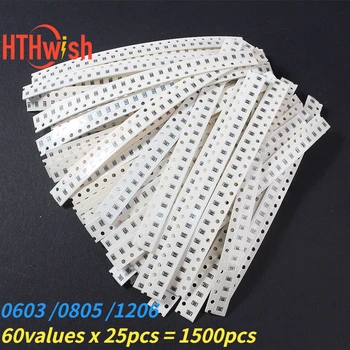 603 0805 1206 0R ~ 10M SMD-Filmwiderstand Genauigkeit 1 % 60 Werte * 25 Stück SMD-Chip-Widerstand (1500 Stück)
