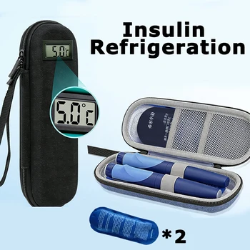 Tragbare Insulin-Kühltasche mit Thermometeranzeige Wasserdichte Kühltasche Medikamenten-Organizer
