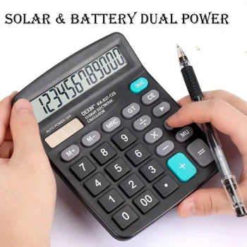 12-stelliger Taschenrechner mit großem LCD-Display, Standardfunktionsrechner mit Solar- und Batterie