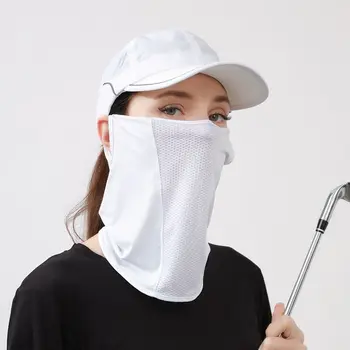 Sommer UV-Schutz Eis Seide Maske Sonnenschutz Lätzchen Einfarbig Sonnenschutz Gesichtsschal Mesh Atmungsaktive