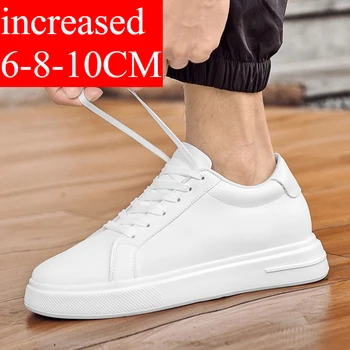 Männer Turnschuhe Aufzug Schuhe Erhöhung Höhe Erhöhen Einlegesohle 6-10CM High Heels Schuhe Leder Sport Schuhe