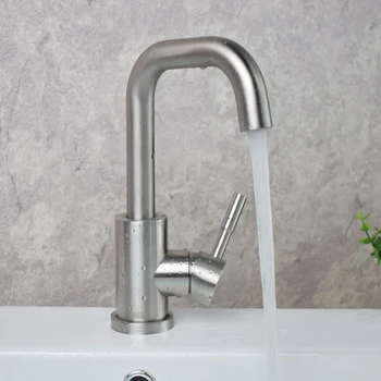304 Edelstahl Badezimmer-Waschbeckenarmatur, Heiß- und Kaltwasser-Mischbatterie, 360° drehbarer