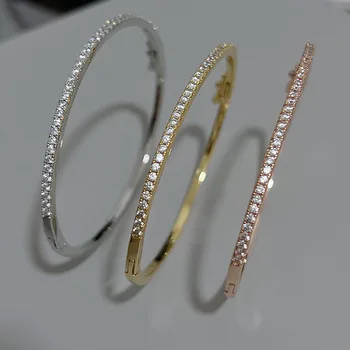 Mode Schöne Armreif Reinem Sterling 925 Silber Schmuck Für Frauen Design Armreif Nette Diamant Party Geschenk
