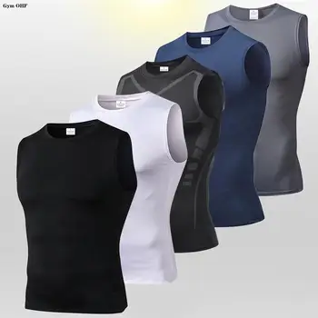 Schnell trocknende Lauf-T-Shirts für Herren, Kompressionsweste, ärmellos, schnell trocknend