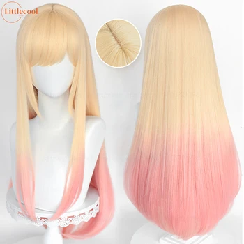 Anime Marin Kitagawa Cosplay Perücke, 80 cm lang, gerade, rosa gefärbt, Ombre, hitzebeständige