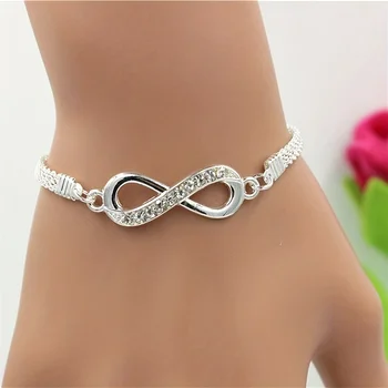 Strass-Unendlichkeitsarmband, Metalllegierung, Zahl 8, Symbol, Armband für Männer und Frauen, Schmuck