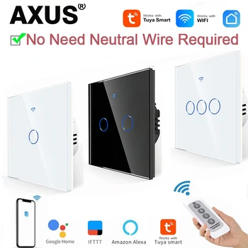 EU WiFi Smart Licht Schalter Kein Neutralleiter Touch Schalter RF433 Smart Home Leben Tuya App Steuerung