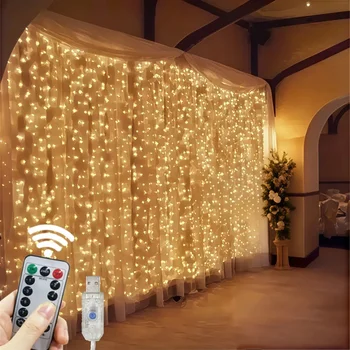3/6m LED-Lichterkette USB Festoon Fernbedienung Girlande Feenlichter Hochzeits-Weihnachtsdekoration