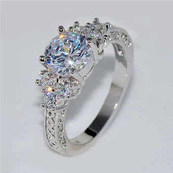 Exquisite Mode Silber Farbe Verlobungsringe für Frauen Mode Weiß Zirkon Steine Ring Jahrestag Braut Hochzeit
